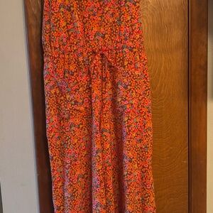 Toad&Co Floral Jumpsuit - Red and Orange